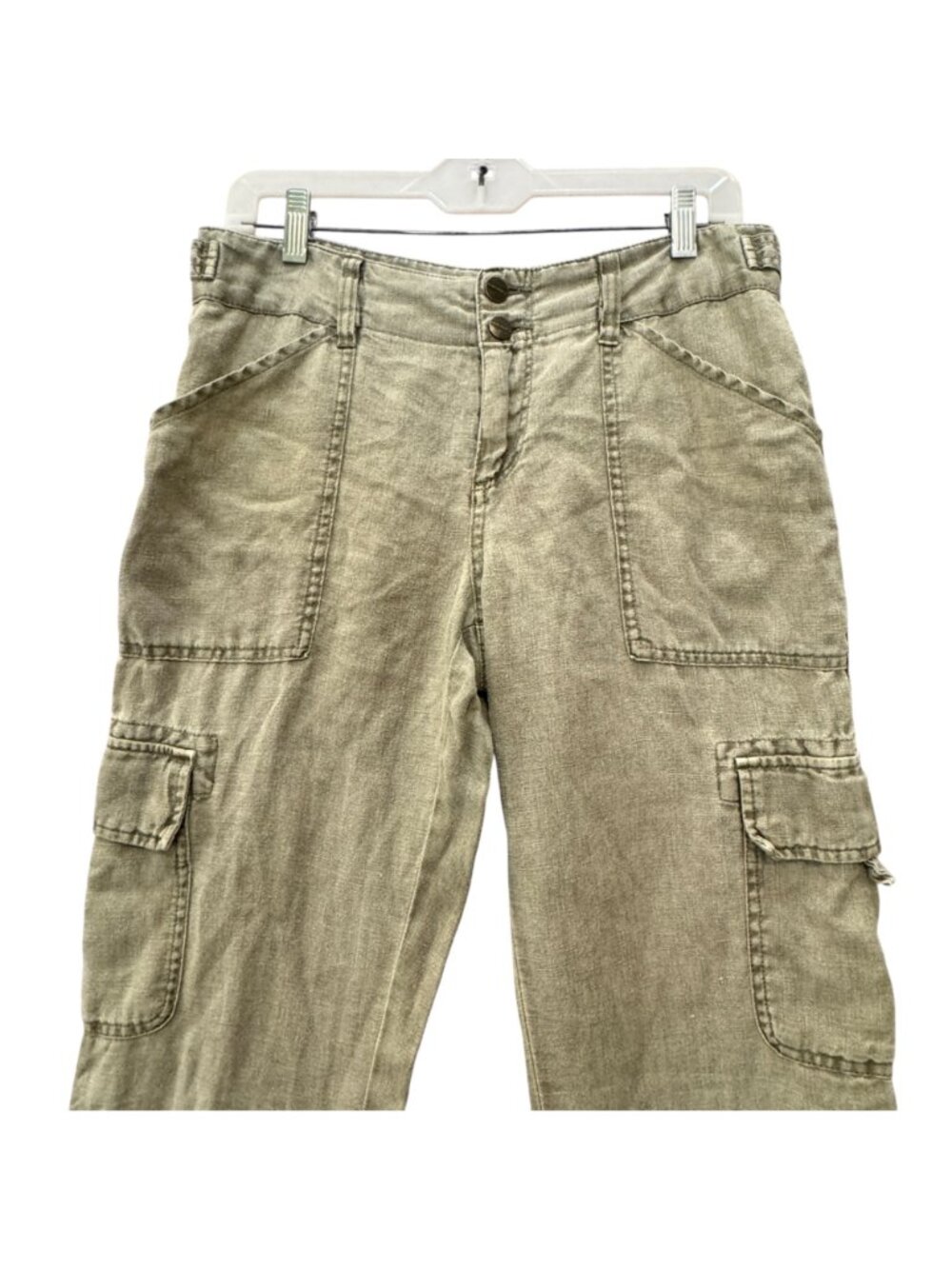 Sanctuary Terrain Crop Linen Size 26 Cargo Pants "Fatigue" Color Toggle Ankle - Picture 3 of 12